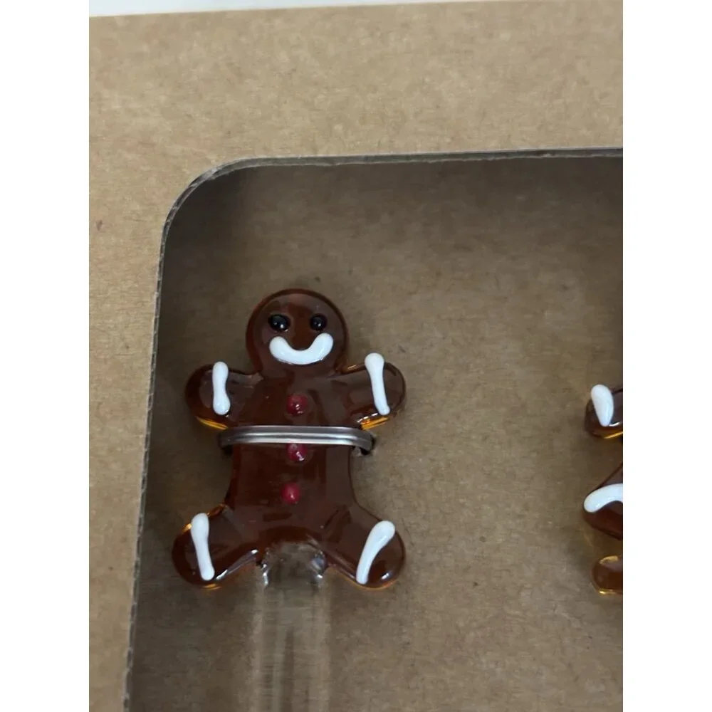 Pottery Barn‎ Gingerbread Icon Glass Stir Sticks, Set Of Four Stirrers NEW